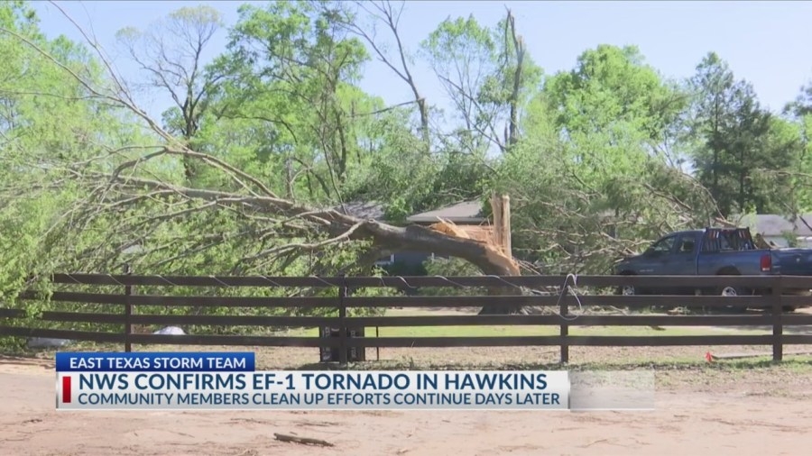EF-1 tornado hits Hawkins causing major damage