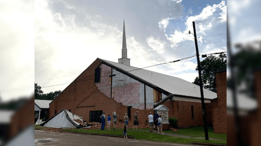 First Baptist Church of Timpson damaged during severe weather