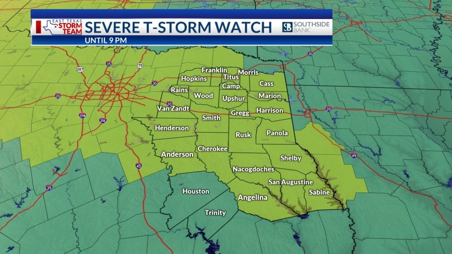 Sunday Evening Forecast: Severe T-Storm Watch Issued Until 9 PM