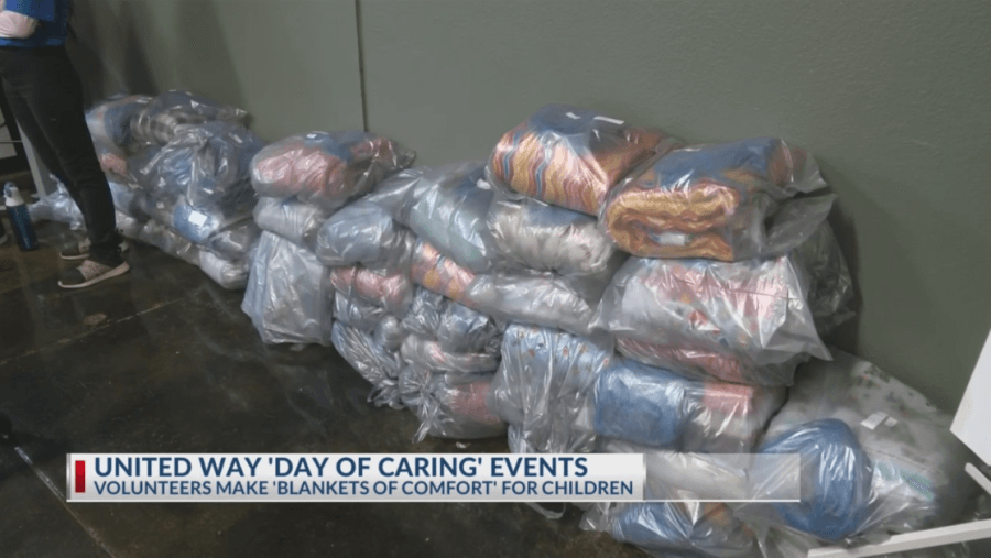 United Way of Smith County volunteers make blankets for children