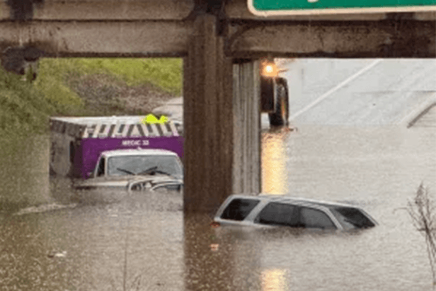 CHRISTUS ambulance gets trapped in Kilgore floodwater