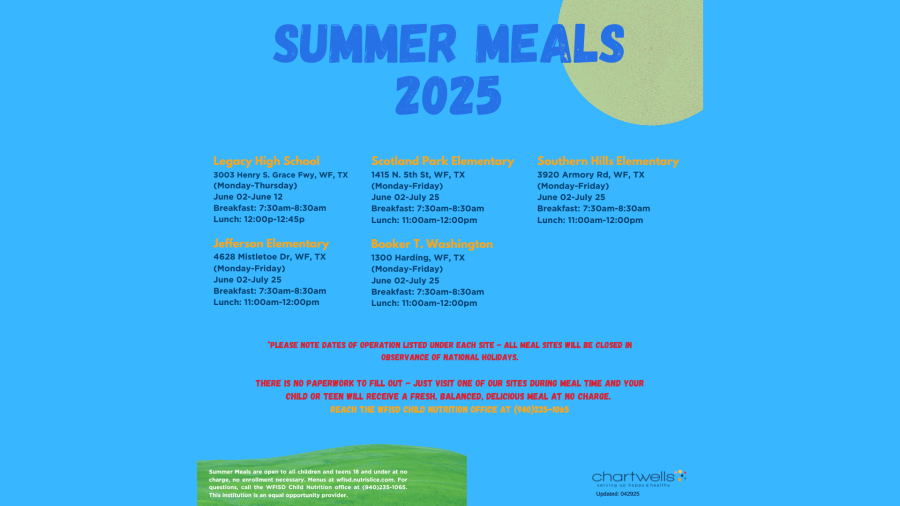 WFISD to offer summer meals at no cost to students