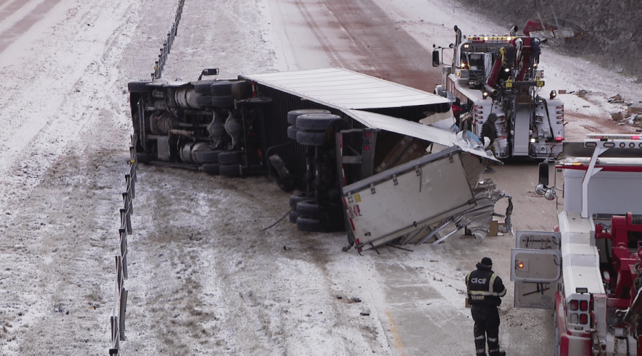 Winter weather wreaks havoc, multiple semi-truck crashes on slick roads