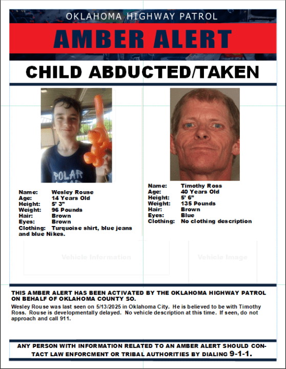 Amber Alert issued for missing 14-year-old boy last seen in OKC