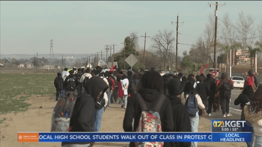 Hundreds of Bakersfield students walk out of school to protest mass deportations, current administration