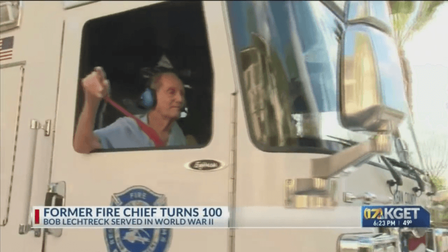 Retired Kern County fire chief, World War II vet, celebrates 100th birthday with packed party