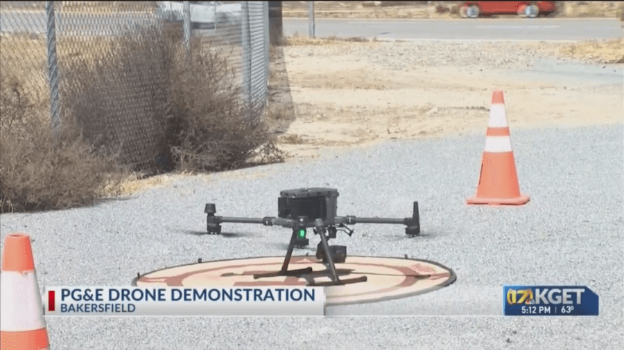 PG & E drones used in Kern County for electrical structure maintenance
