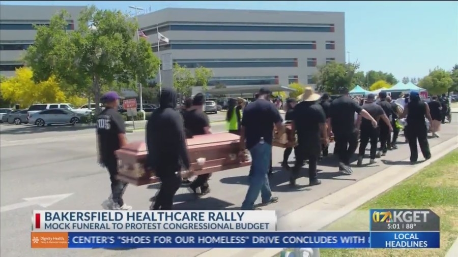 ‘Medicaid cuts kill': Healthcare rallies continue, this time with mock caskets and tombstones