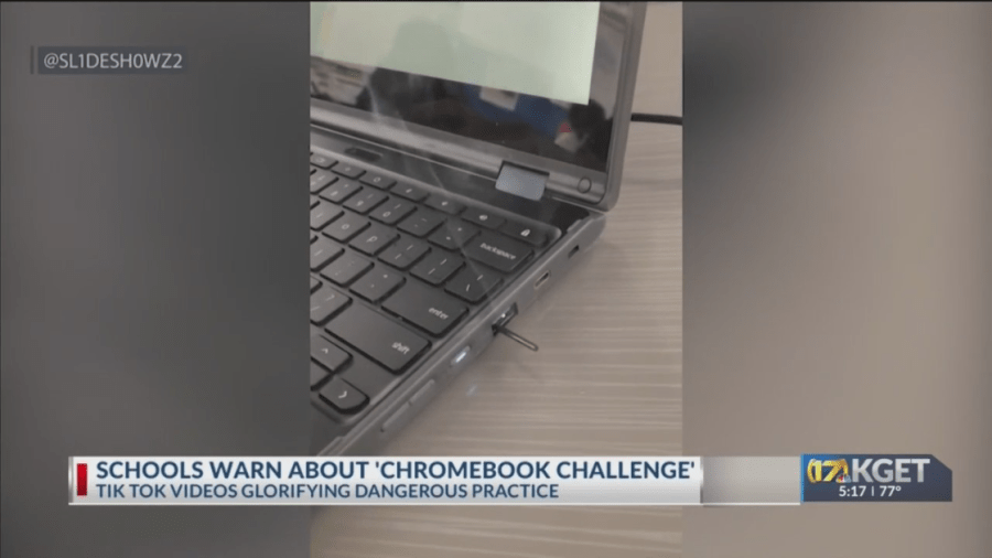 Schools issue warnings about fire and injury potential of TikTok's ‘Chromebook challenge'