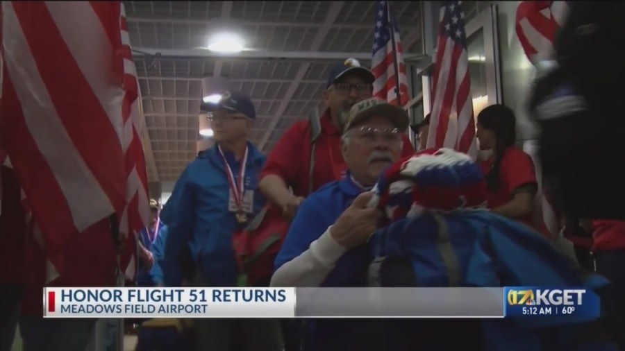 Honor Flight 51 returns to Kern County