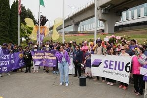 Over 100 Sea-Tac passenger workers rally for contract negotiations