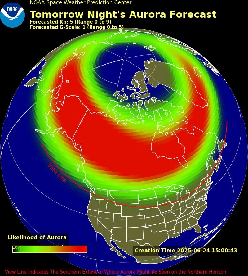 Updated northern lights forecast has Washington in 'view line' tonight, June 25
