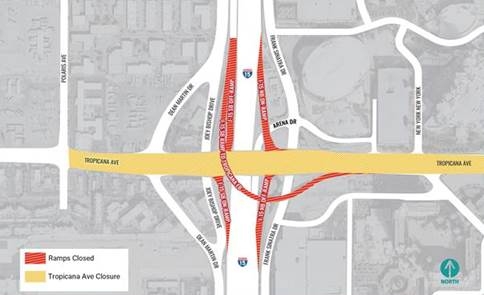 Major closure at Tropicana Interchange set to start Wednesday morning