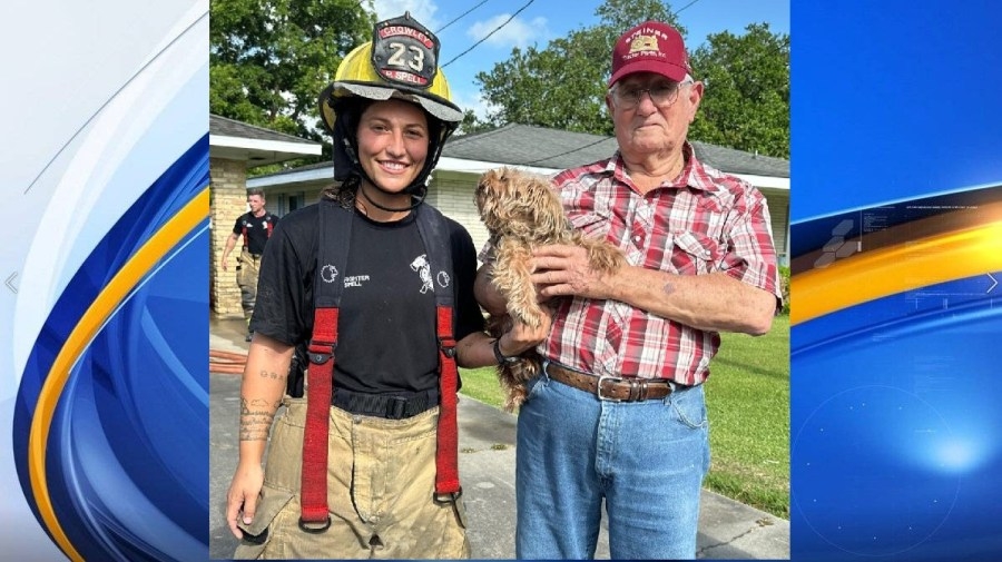 Crowley dog saved from house fire by firefighter