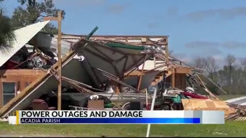 Morning severe storms cause thousands of power outages and damage to Acadia Parish