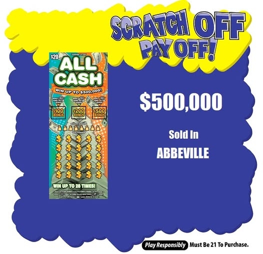 Abbeville sells winning $500,000 scratch-off ticket