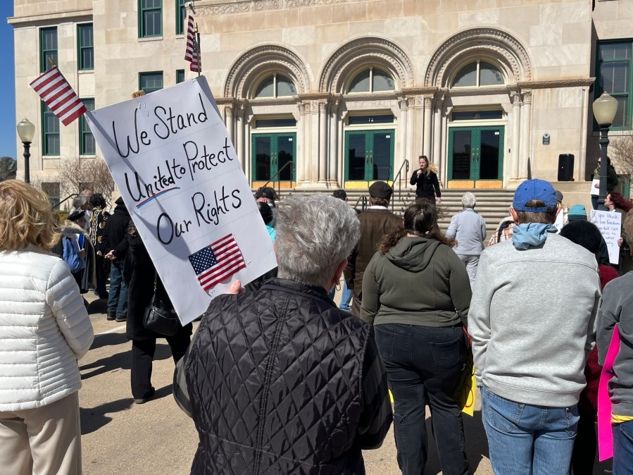 Residents gather for Not My President's Day protest in San Angelo