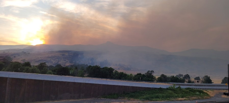 Rowena Fire continues burning overnight, I-84 reopens