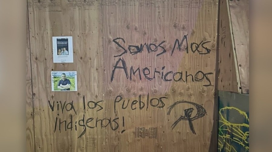 Portland police make 2 arrests for defacing ICE facility, throwing rock at cop