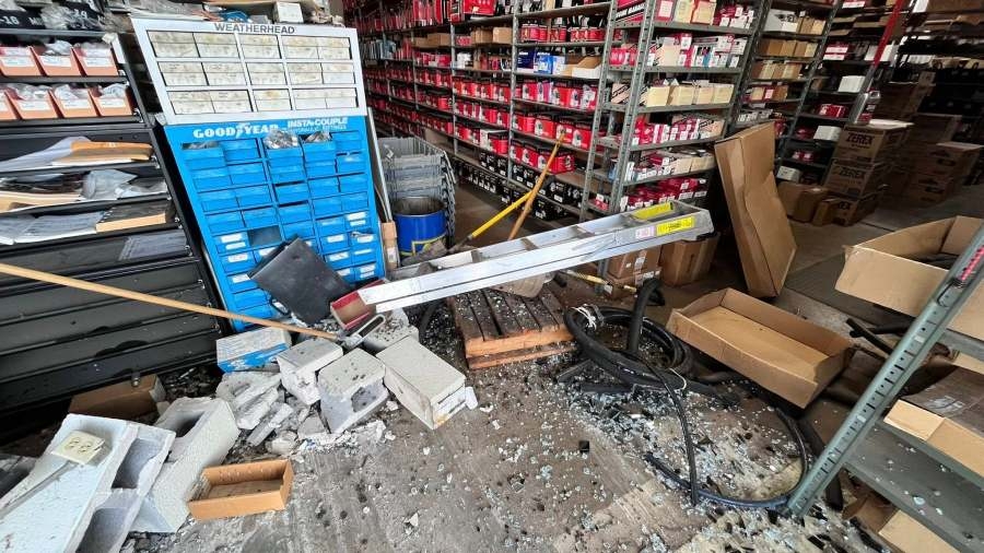 Barry County business damaged after car crash