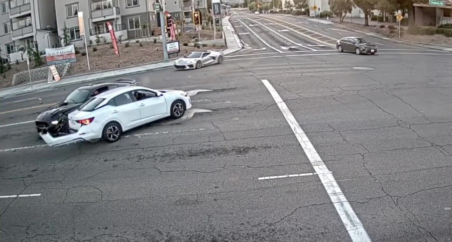 VIDEO: Mustang slammed into 2 cars while racing with Corvette