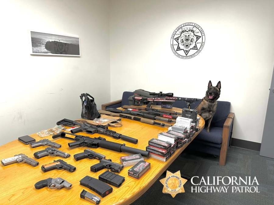 Drug bust leads Santa Cruz CHP to 14 guns, pile of bullets