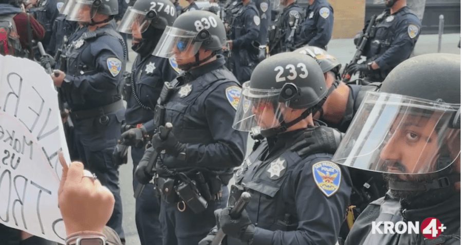 Hundreds of protesters hit the streets of San Francisco to protest ICE raids