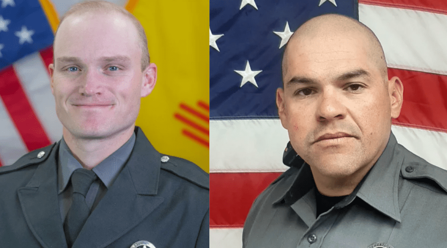 New Mexico Dept. of Game and Fish officers help canoers to safety after boat overturns
