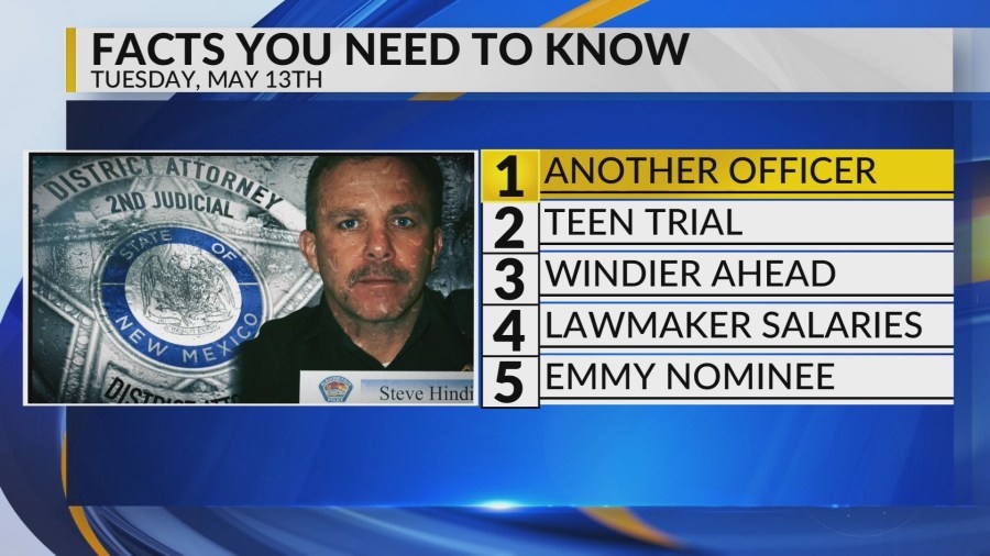 Officer tied to DWI scandal, Trial for teen murder suspect, Windier weather, Lawmaker salaries, UNM grad Emmy nominee