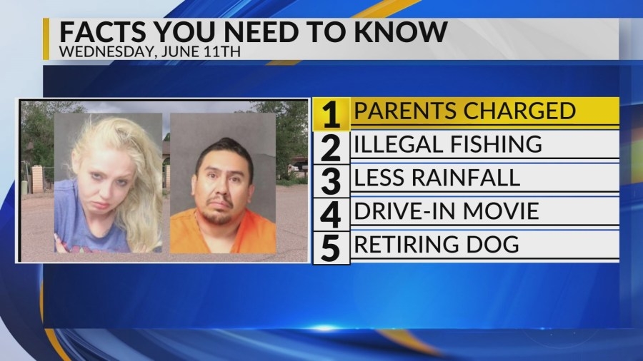 Albuquerque couple charged in child's death, Illegal fishing, Less rain, Balloon Fiesta drive-in movie, Retired military dog