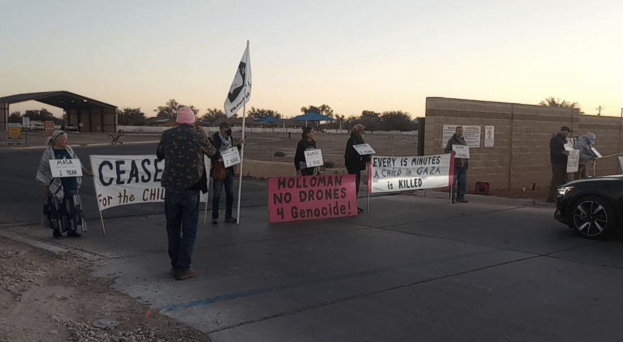 Protesters block entrance to Holloman Air Force Base