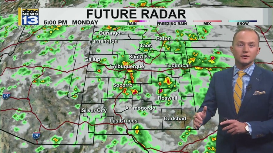 Rainy and stormy weather moves into New Mexico to start the week