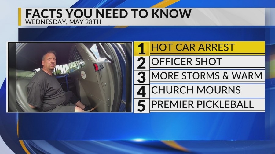 Child left in hot car, Bloomfield officer critically injured, Warm and stormy, Church members mourn, Albuquerque pickleball facility
