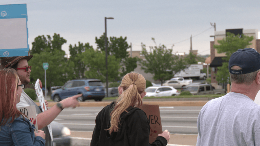Third protest this month held at 7th and Range Line, focused on women's rights