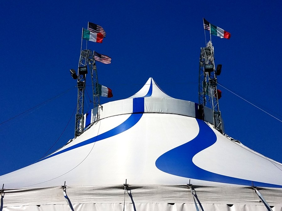 What is under the giant blue tent coming to Topeka?