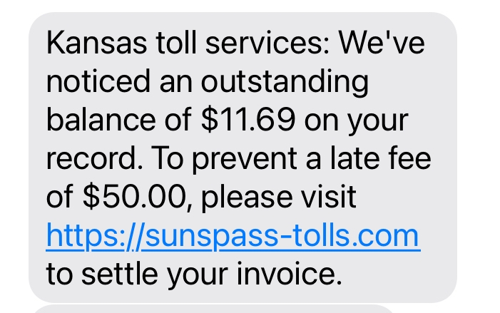 Got a text about an unpaid Kansas Turnpike toll? What you should do