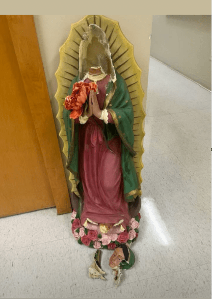 Religious statue bashed outside of clinic in Wichita