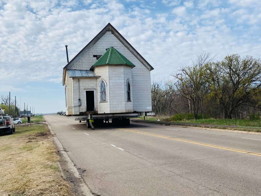 Historic Kansas church moved for the second time