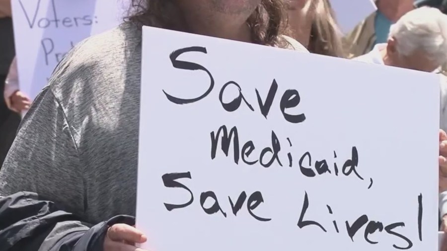 Rally held outside Rep. Issa's Santee office in support of Medicaid