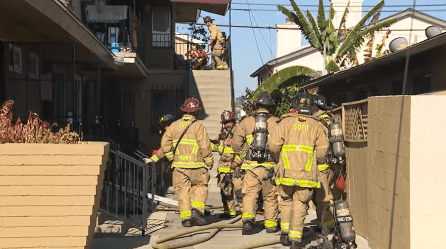 Firefighters save San Diego apartments from patio fire