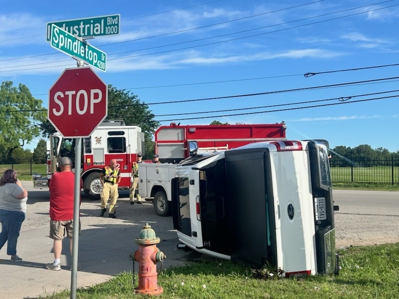 Driver hospitalized after truck flips onto side in south Abilene