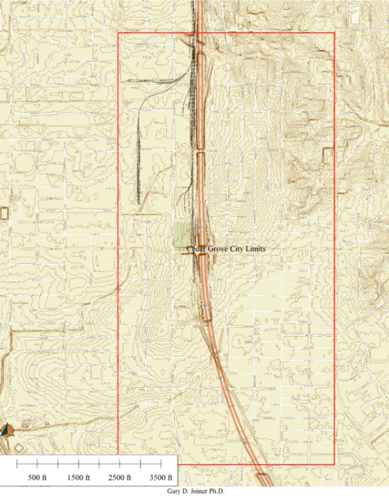 Cedar Grove's first residents, topography, and first streets