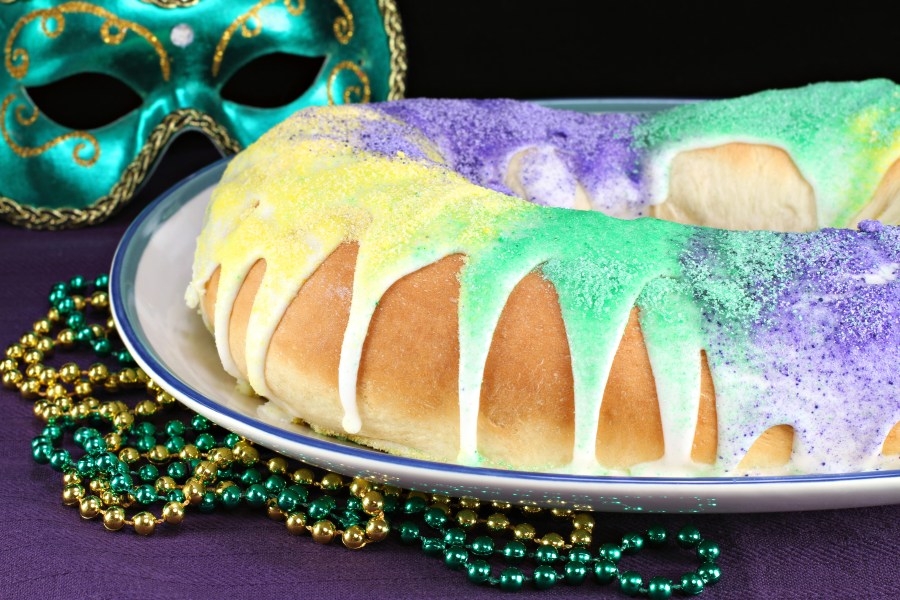 King cake tasting party surrounded by fascinating works of art