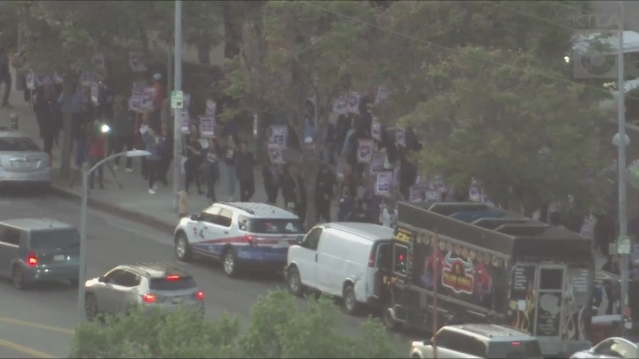 About 55,000 Los Angeles County workers go on strike, pausing some services