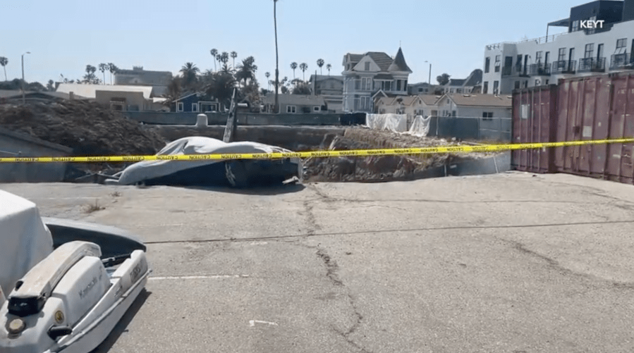 Sinkhole off Southern California construction site swallowing adjacent property