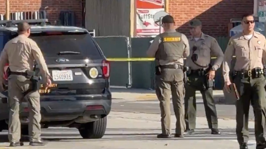 Gunfire erupts after victim run over just steps from L.A. sheriff's station