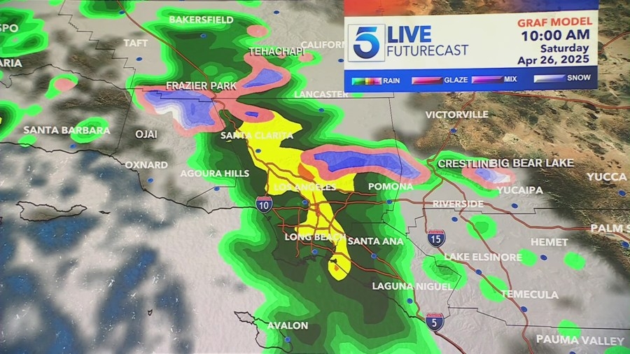 Rain, mountain snow accompanied by unseasonable cold in Southern California Saturday