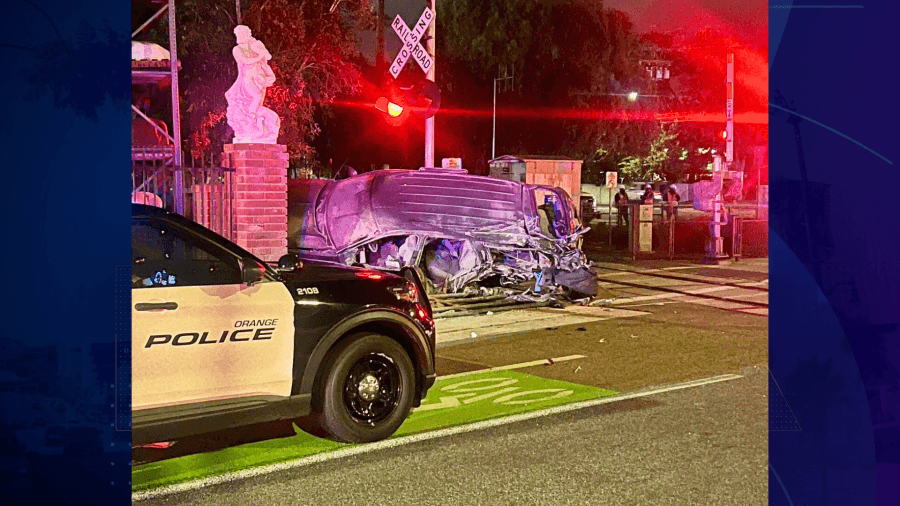 Man hospitalized after train collides with vehicle in Orange