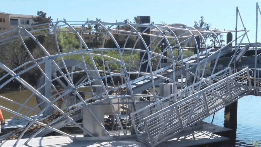 Newport Beach unveils California's first trash-collecting water wheel