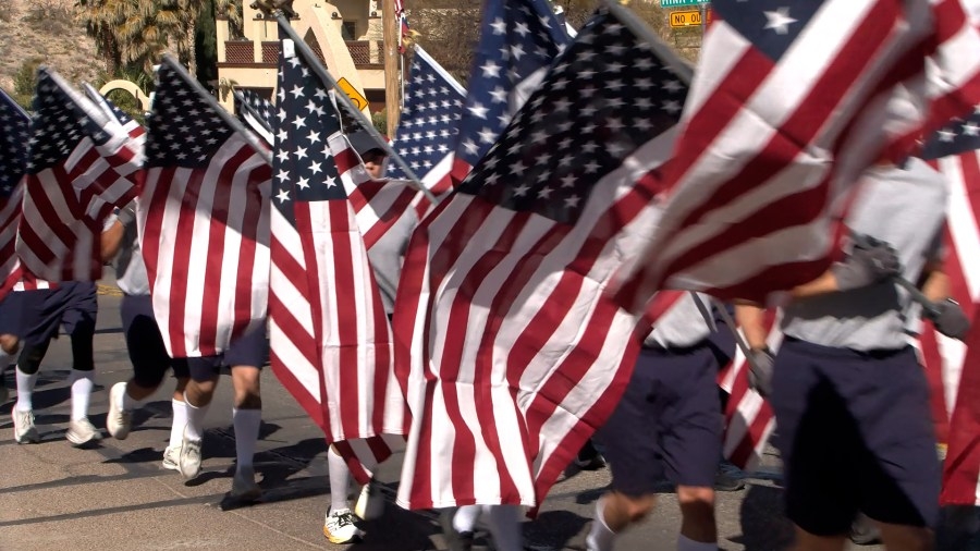 Fire Academy starts new tradition — Patriot Run with U.S. flag